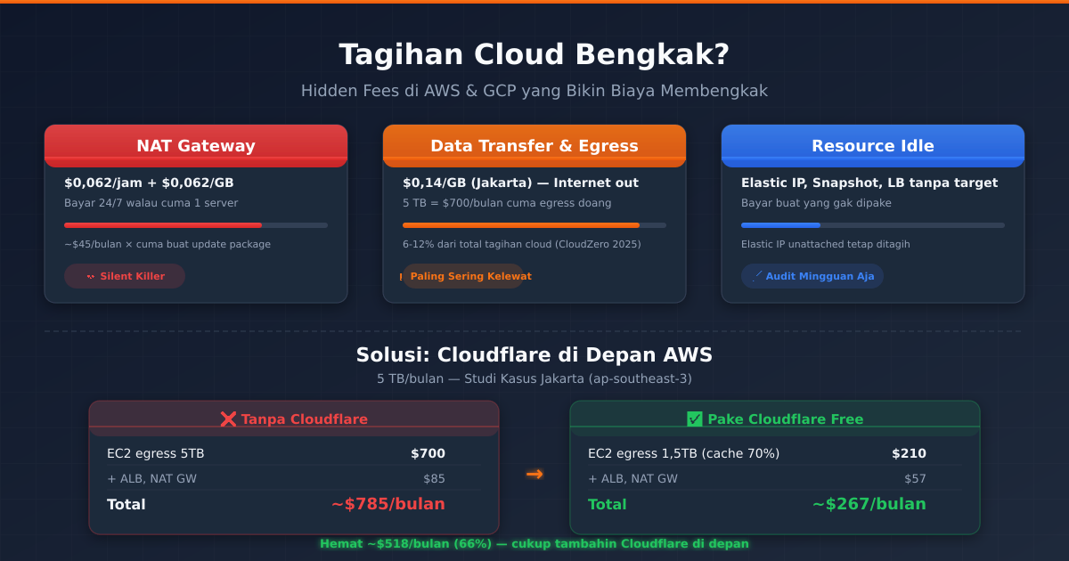 Ilustrasi tagihan cloud yang bengkak karena hidden fees